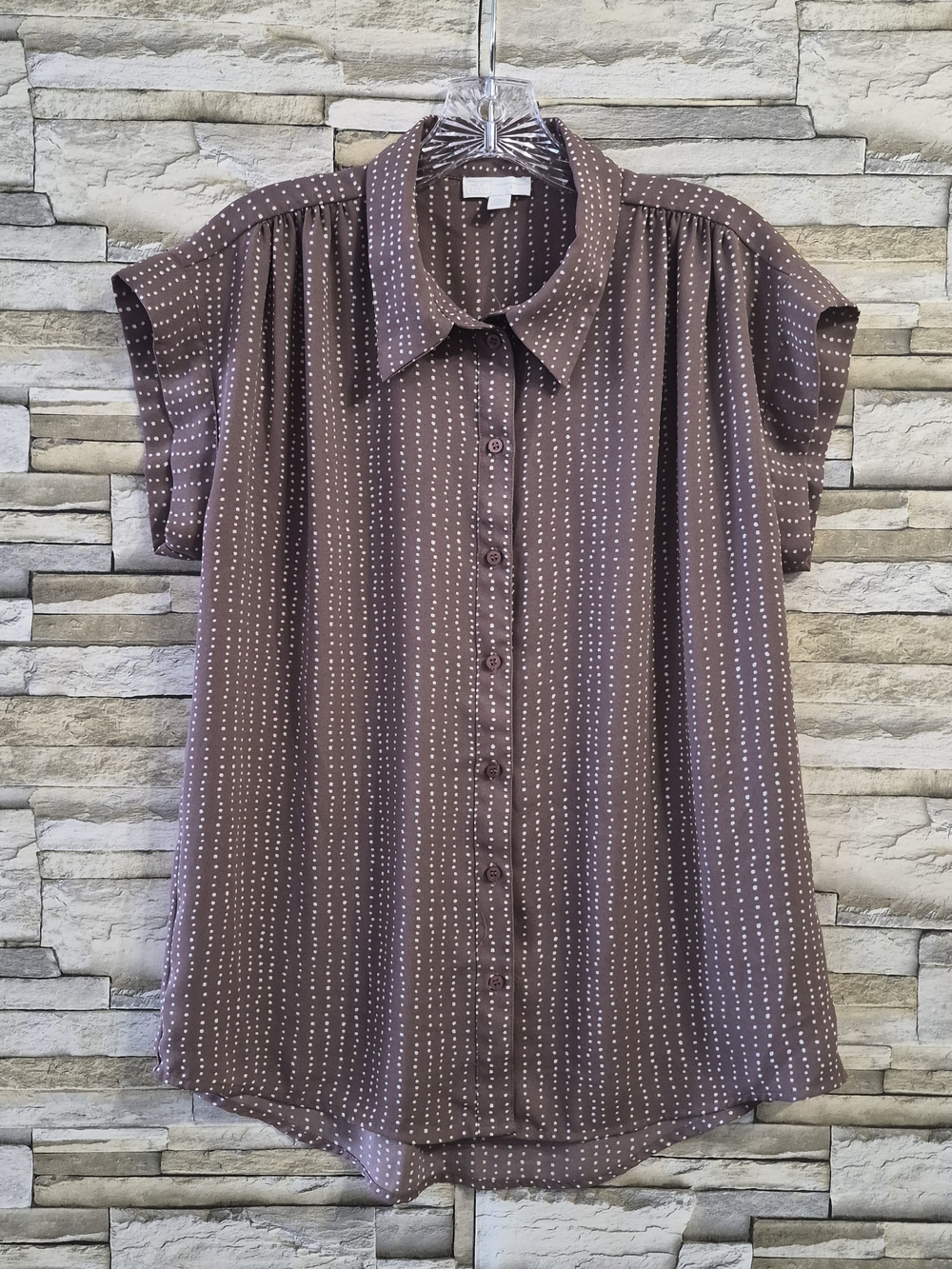 ​14th & Union Blouse Women's S Brown Short Sleeve Button Down Casual Office Wear